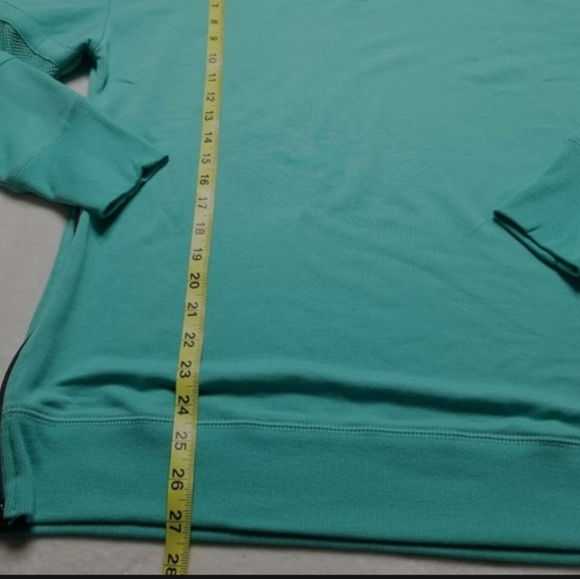 Nine West Active- Teal Sweatshirt with fishnet accent mid-sleeve. - Picture 8 of 9